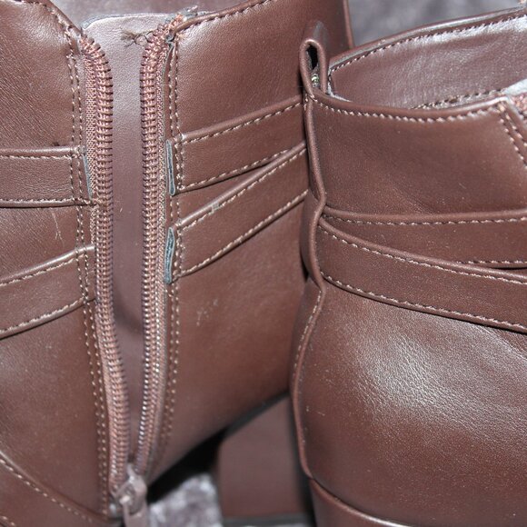 Kelly & Katie Brown Ankle Boots with Gold Side Buckle - Picture 11 of 16